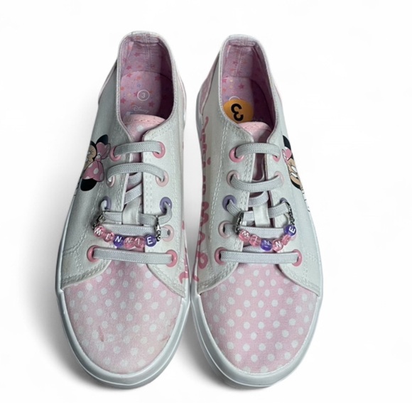 Disney Minnie Mouse Polka Dot Pink White Canvas Sneakers Low Top Girls' Size 3 - Picture 5 of 6